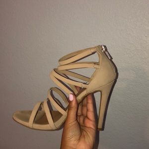 Beige strapped heels